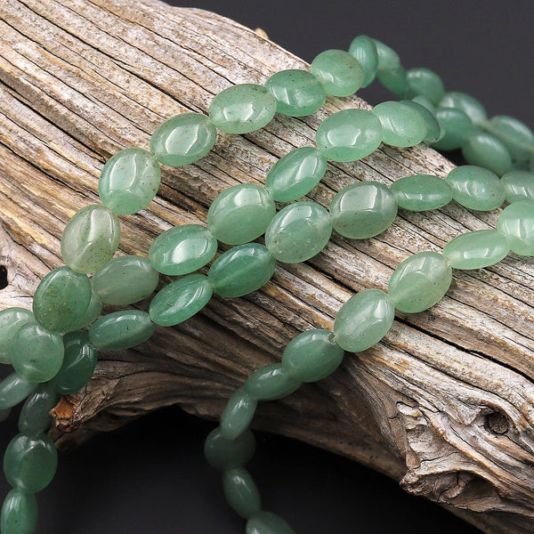 Natural Green Aventurine Oval Beads 10x8mm 15.5" Strand