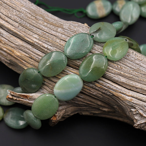 Natural Green Aventurine Oval Beads 20x15mm 15.5" Strand