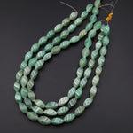Natural Green Aventurine Twisted Oval Beads 16x8mm 15.5" Strand