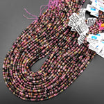 Faceted Natural Watermelon Pink Green Tourmaline Gemstone Thin Rondelle Beads 4mm Gemstone 15.5" Strand
