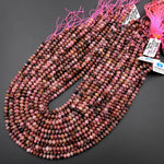 Faceted Natural Red Thulite 6mm Rondelle Beads Diamond Cut Gemstone From Norway 15.5" Strand