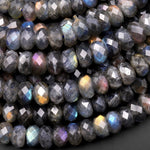 AAA Rare Natural Black Rainbow Blue Golden Purple Red Orange Green Labradorite Faceted 8mm 10mm Rondelle Beads 15.5" Strand