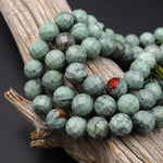 Faceted Natural Australian Green Epidote 12mm Round Beads 15.5" Strand