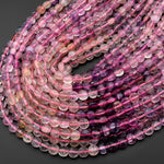 Faceted Natural Fluorite 6mm Coin Beads 15.5" Strand