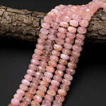 AAA Translucent Faceted Natural Peach Pink Morganite Aquamarine Beryl Rondelle Beads 10mm 15.5" Strand