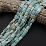 Natural Blue Amazonite Rectangle Cushion Beads 10x14mm 15.5" Strand