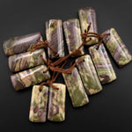 Natural Mushroom Rhyolite Jasper Matched Short Rectangle Gemstone Earring Bead Pair