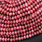 AAA Micro Faceted Natural Pink Red Thulite 5mm 6mm Rondelle Beads Diamond Cut Gemstone From Norway 15.5" Strand