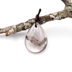 AAA Natural Lodalite Phantom Quartz Puffy Teardrop Pendant Gemstone Focal Bead Extra Clear