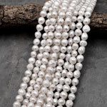 Genuine Freshwater Pearl Edison Flameball Ming Pearl Fireball Irregular Baroque Pearl Nucleated Pearl Large Silvery White 15.5" Strand