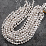 Genuine Freshwater Pearl Edison Flameball Ming Pearl Fireball Irregular Baroque Pearl Nucleated Pearl Large Silvery White 15.5" Strand
