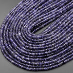 AAA Natural Blue Iolite Faceted 4mm Thin Rondelle Beads Genuine Real Gemstone 15.5" Strand