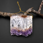Icy Natural Purple Amethyst Crystal Stalactite Druzy Pendant Top Side Drilled Gemstone