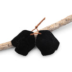 Drilled Natural Black Tourmaline Freeform Slice Earring Pair Matched Raw Organic Gemstone Beads