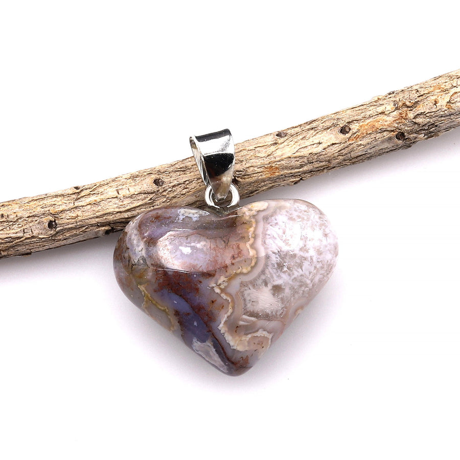 AAA Natural Rainbow Moss Agate Gemstone Puffy Heart Pendant Natural Crystal Focal Bead A5
