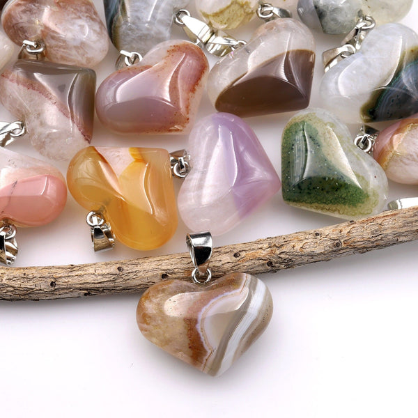 Natural Brazilian Phantom Quartz Pendant Gemstone Heart A3