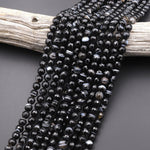 Faceted Natural Tuxedo Agate Round Beads 6mm 8mm Black White Stripes Beads 15.5" Strand