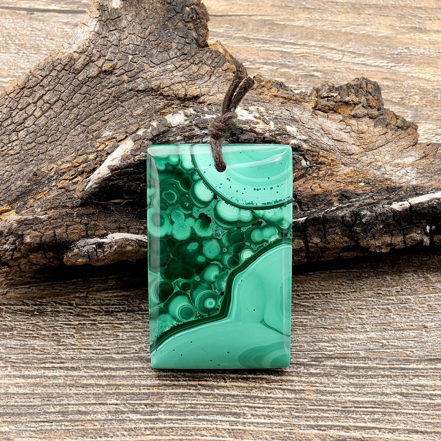 AAA Natural Malachite Pendant Rectangle Pendant Focal Gemstone Bead