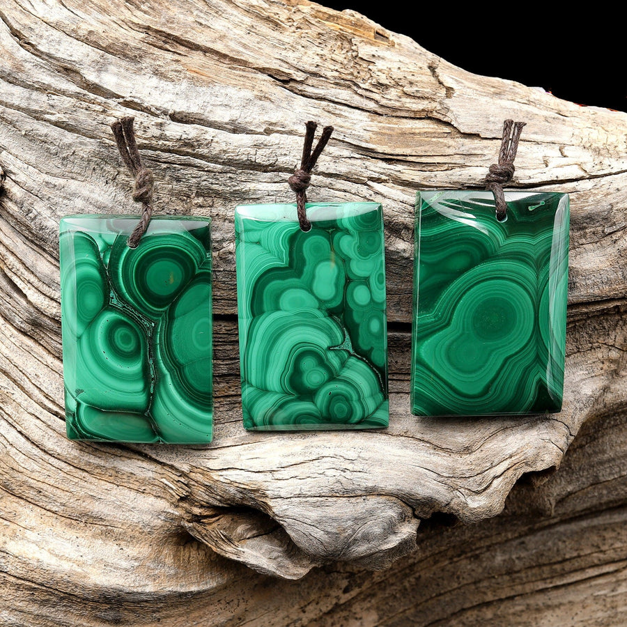 AAA Natural Malachite Pendant Rectangle Pendant Focal Gemstone Bead