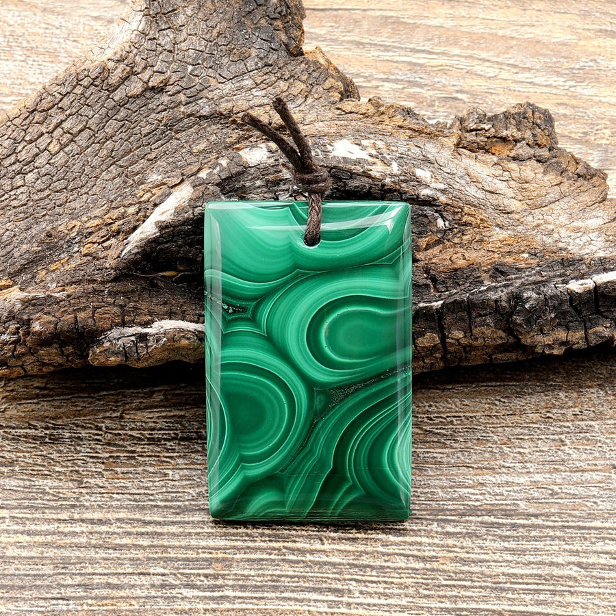 AAA Natural Malachite Pendant Rectangle Pendant Focal Gemstone Bead