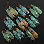 Natural Chrysocolla Earring Pair Gemstone Drilled Teardrop Cabochon Matched Beads From Australia