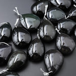 Natural Black Rainbow Obsidian Teardrop Pendant Gemstone