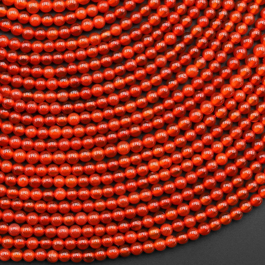 AAA Natural Red Carnelian 2mm Smooth Round Beads 15.5" Strand