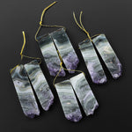 Natural Green Purple Amethyst Stalactite Slice Matched Earring Gemstone Bead Pair