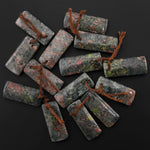 Natural Red Unakite Earring Pair Drilled Matched Short Rectangle Gemstone Beads