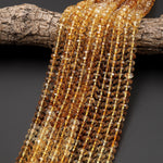 AAA Faceted Natural Golden Yellow Citrine Rondelle Beads 7mm 8mm Graduated Ombre Colors Extra Clarity 15.5" Strand