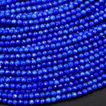 AAA+ Micro Faceted Natural Blue Lapis Lazuli Round Beads 2mm Diamond Cut Gemstone 15.5" Strand