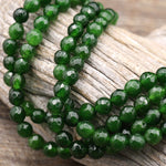 Faceted Green Taiwan Jade Round 6mm Beads Gemstone 15.5" Strand