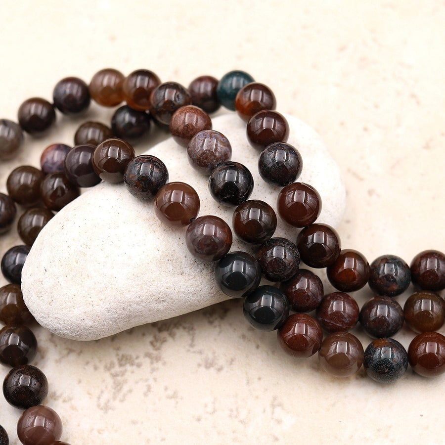 Rare Natural Cherry Agate 10mm Round Beads Translucent Dark Red Green Brown Agate 15.5" Strand