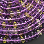 AAA Faceted Natural Amethyst Citrine 7mm 8mm Rondelle Beads 15.5" Strand