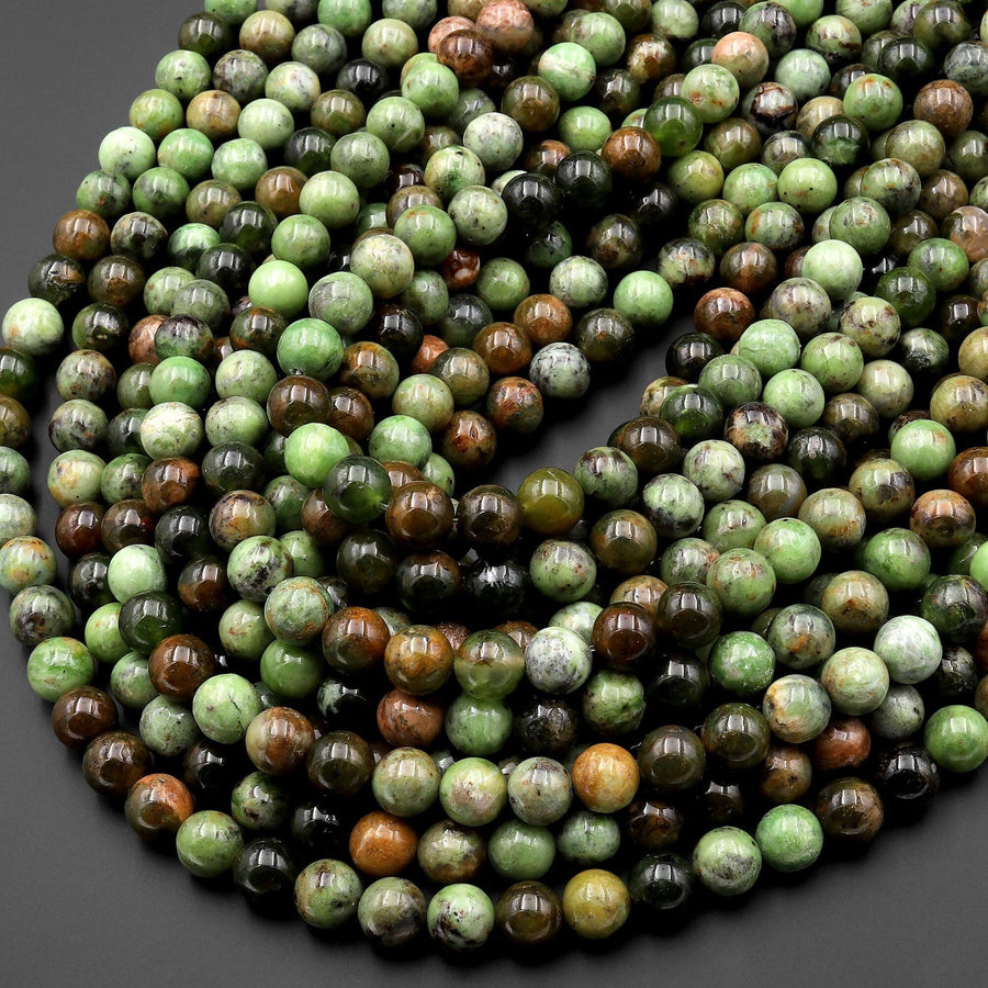 Natural Australian Green Brown Opal 4mm 6mm 8mm Round Beads 15.5" Strand