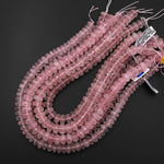 AAA Gem Grade Large Faceted Natural Pink Rose Quartz Rondelle Beads 12mm 15.5" Strand