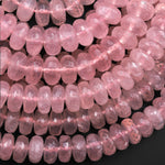 AAA Gem Grade Large Faceted Natural Pink Rose Quartz Rondelle Beads 12mm 15.5" Strand