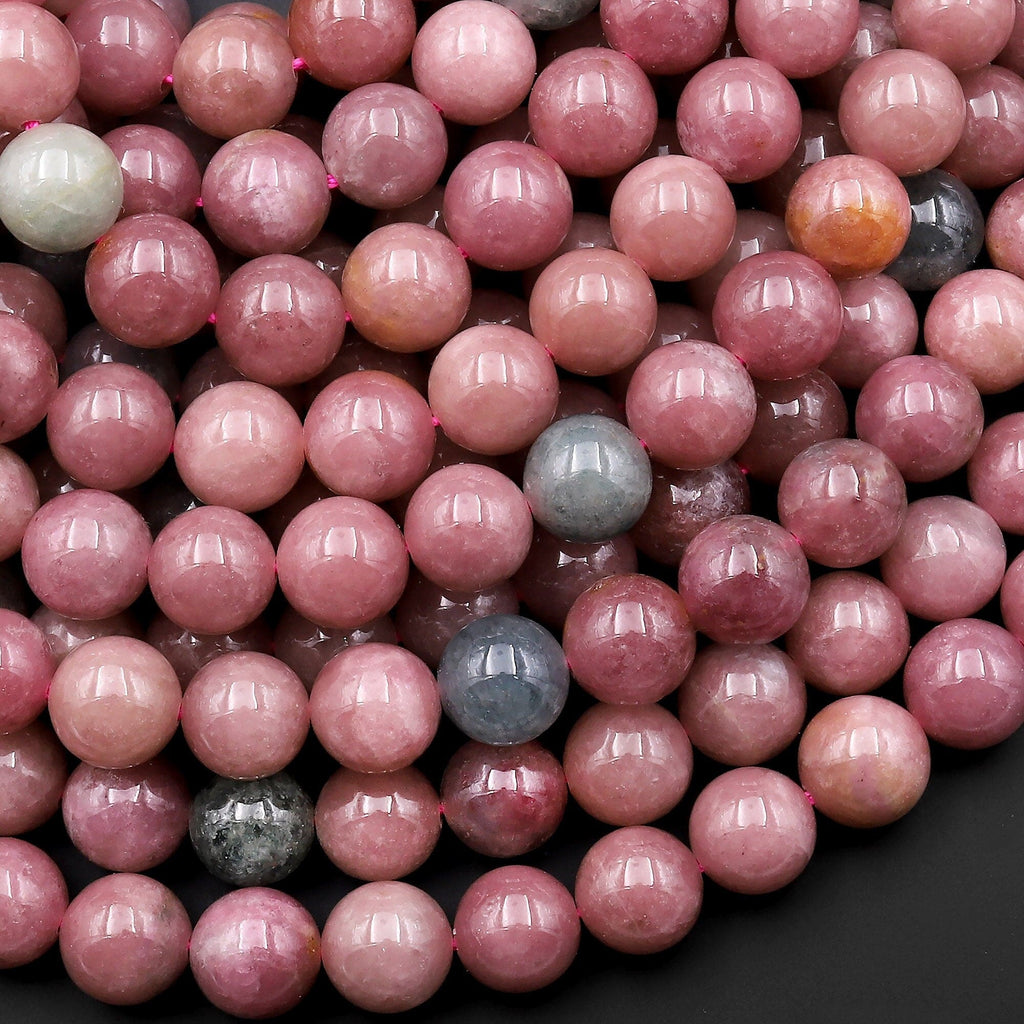 Rare Natural Pink Tourmaline Round Beads 6mm 8mm 10mm Real Genuine Rouge Pink Blue Green Gemstone 15.5" Strand