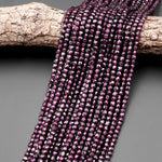 Natural Purple Garnet 4mm Faceted Cube Square Dice Beads 15.5" Strand