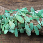 Natural Australian Green Chrysoprase Beads Freeform Teardrop Side Drilled Gemstone 15.5" Strand