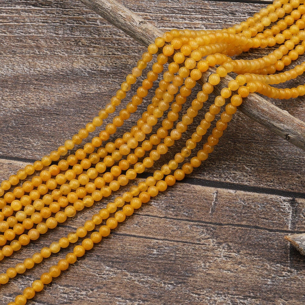 Natural Yellow Jade Smooth Round 2mm Beads Gemstone 15.5" Strand