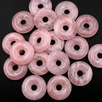 AAA Natural Pink Rose Quartz Donut Pendant Focal Bead 30mm