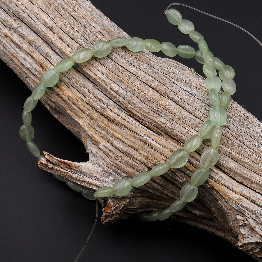 Natural Green Aventurine Oval Beads 8x6mm 15.5" Strand