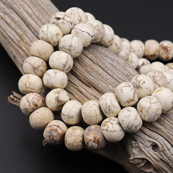 Large Natural White Turquoise Magnesite Beads 14mm Smooth Rondelle Wheel 15.5" Strand