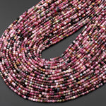Natural Pink Green Watermelon Tourmaline Faceted 2mm Cube Beads Gemstone 15.5" Strand