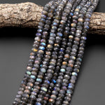 AAA Rare Natural Black Rainbow Blue Golden Purple Red Orange Green Labradorite Faceted 8mm 10mm Rondelle Beads 15.5" Strand