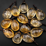 Natural Golden Citrine Teardrop Pendant Bead Drilled Gemstone Focal Bead