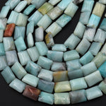 Natural Blue Amazonite Rectangle Cushion Beads 10x14mm 15.5" Strand
