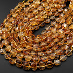 AAA Natural Citrine Faceted Coin 10mm 12mm Beads Gemmy Intense Golden Yellow Gemstone Beads 15.5" Strand