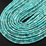 Natural Peruvian Blue Amazonite 4x4mm Small Smooth Spacer Tube Cylinder Beads 15.5" Strand